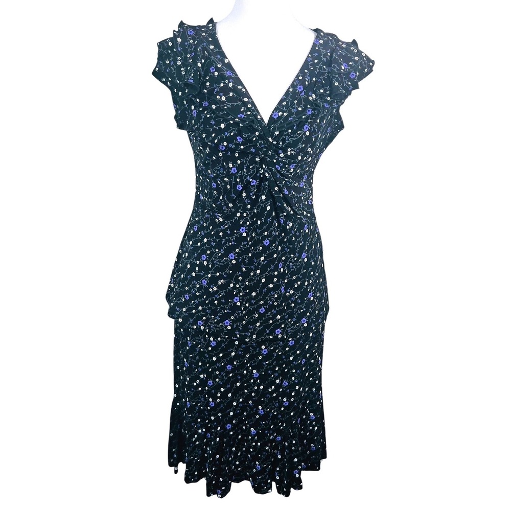 Dressbarn Two-Piece Set Delicate Purple Floral Design Cottagecore Romantic L